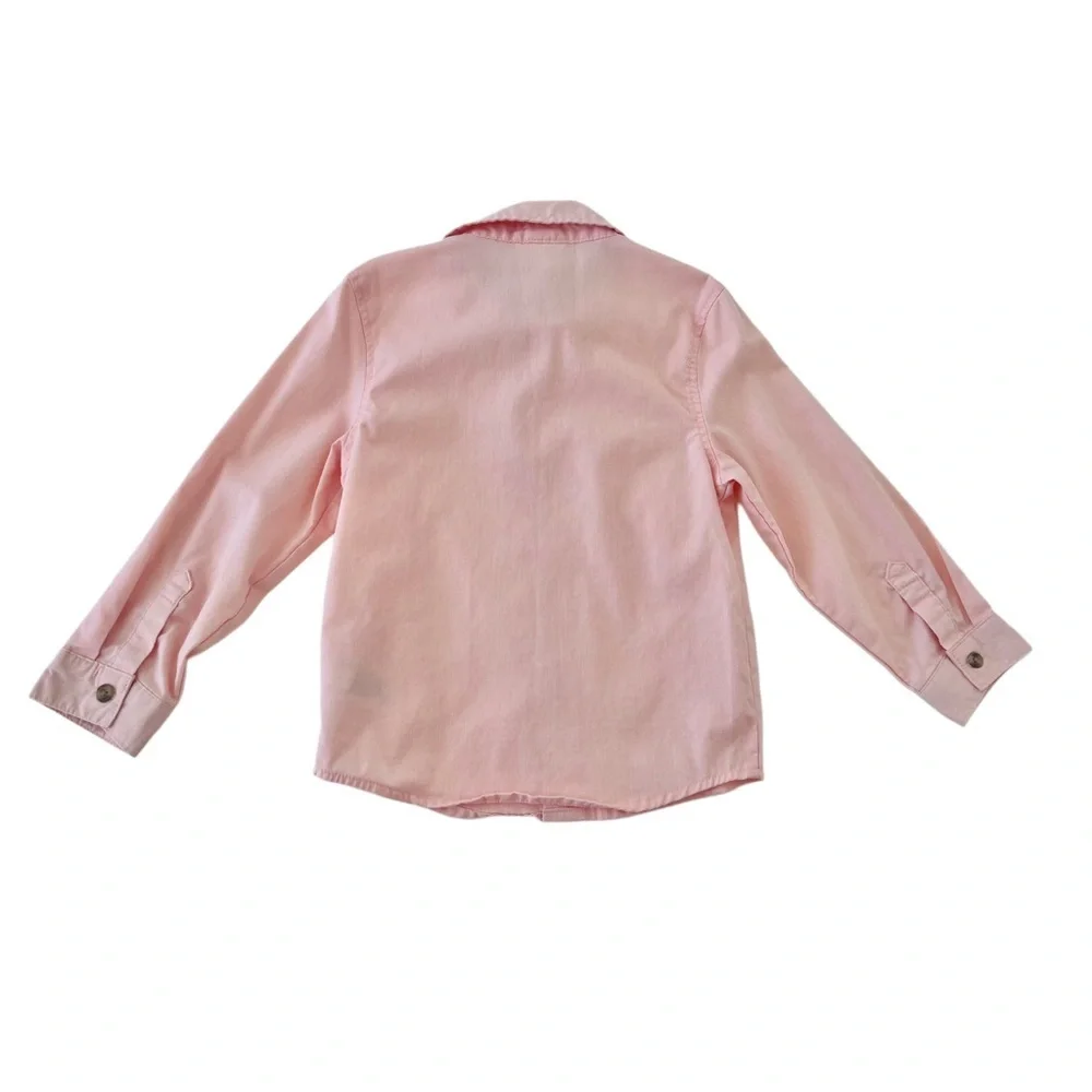 Cat & Jack Light Pink Button Down Shirt with Floral Collar | Boy or Girl 4T